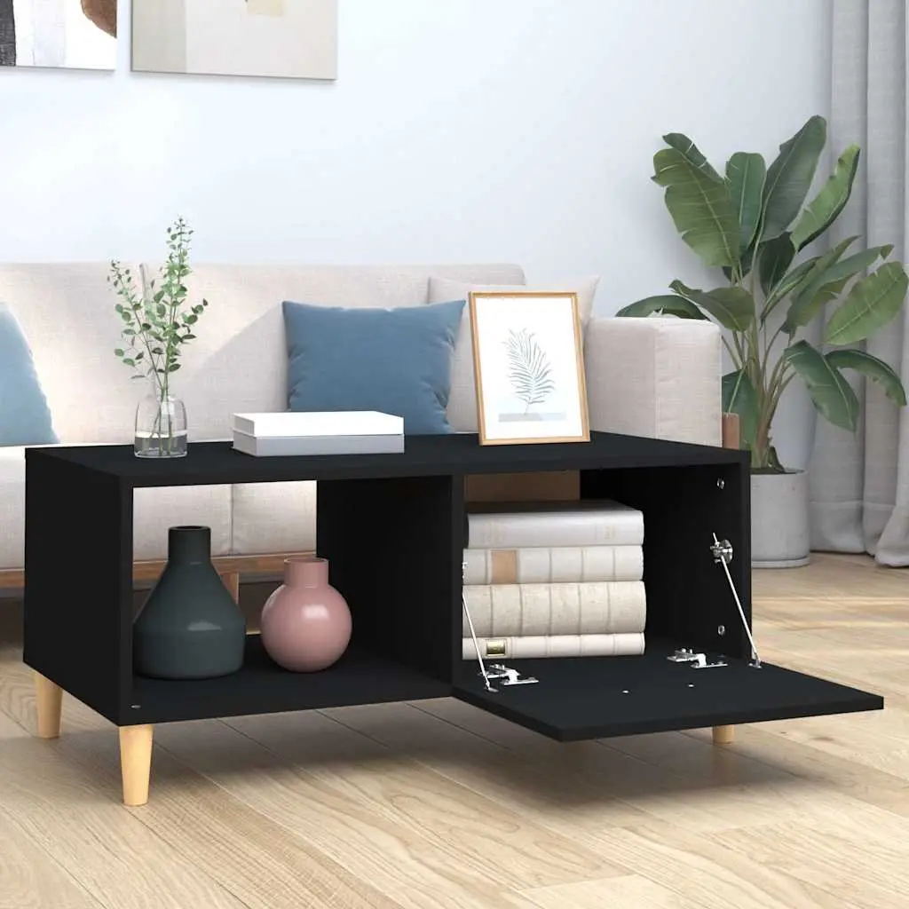 Coffee Table Black Modern Accent Furniture 89.5 x 50 x 40 cm Engineered Wood