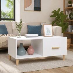 Modern White Gloss Coffee Table with Storage Compartments