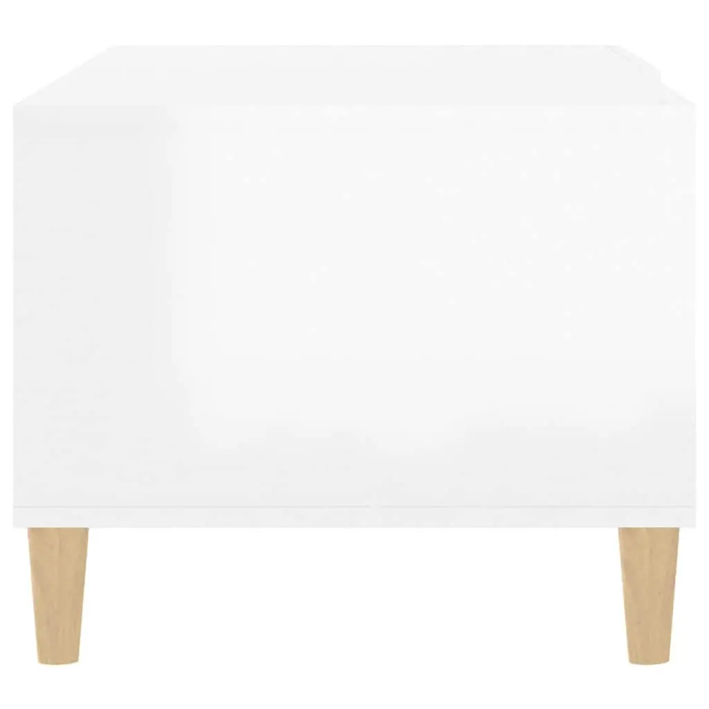 Coffee Table High Gloss White Modern Engineered Wood Storage Compartments