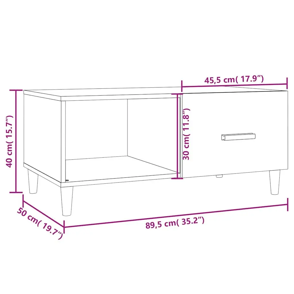 Coffee Table High Gloss White Modern Engineered Wood Storage Compartments