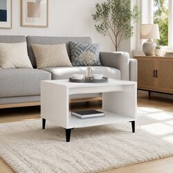 White Coffee Table with Open Storage for Living Rooms