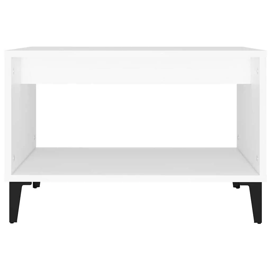 White Coffee Table Engineered Wood Metal Legs Open Storage Compartment 60Lx50Wx40Hcm Living Room Furniture