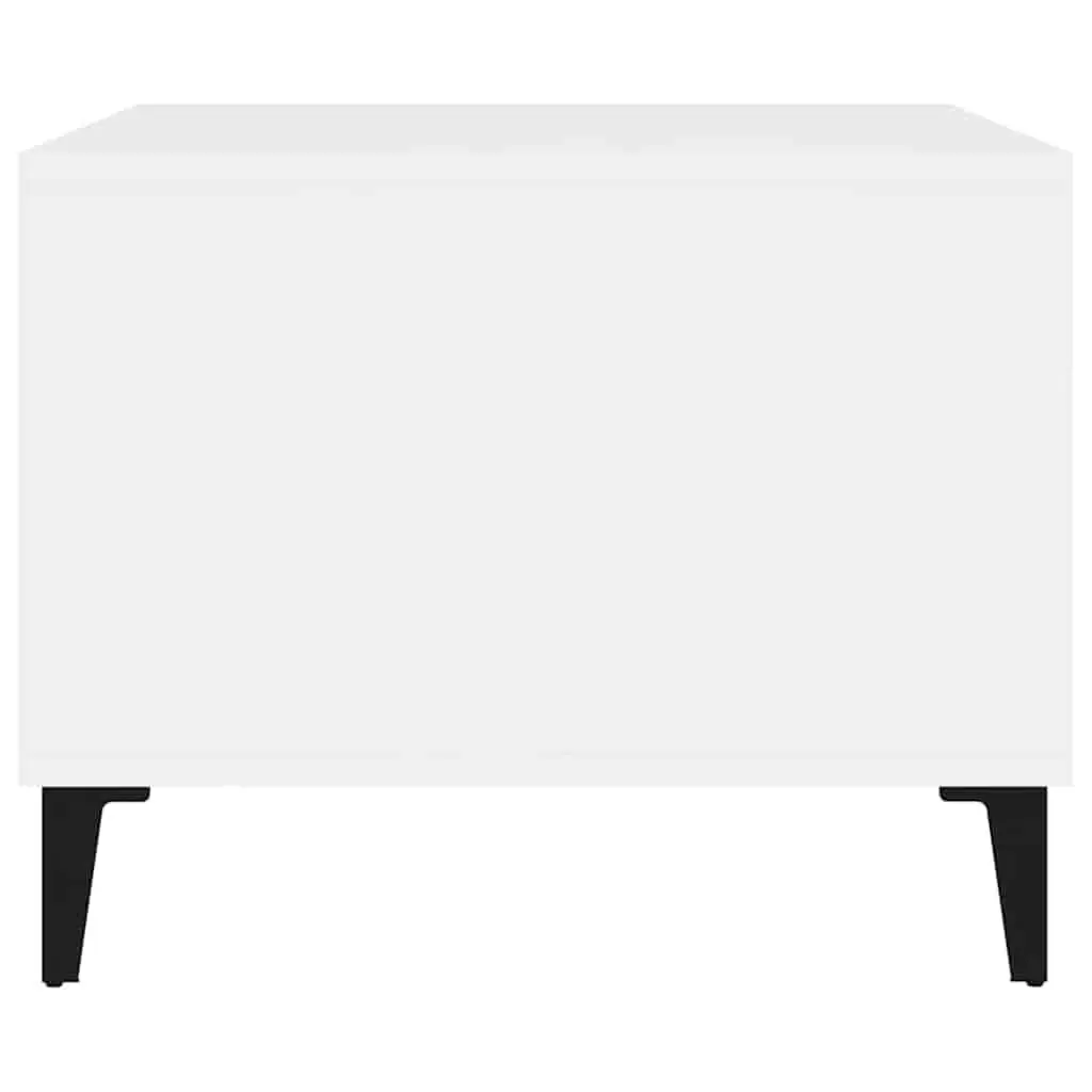 White Coffee Table Engineered Wood Metal Legs Open Storage Compartment 60Lx50Wx40Hcm Living Room Furniture