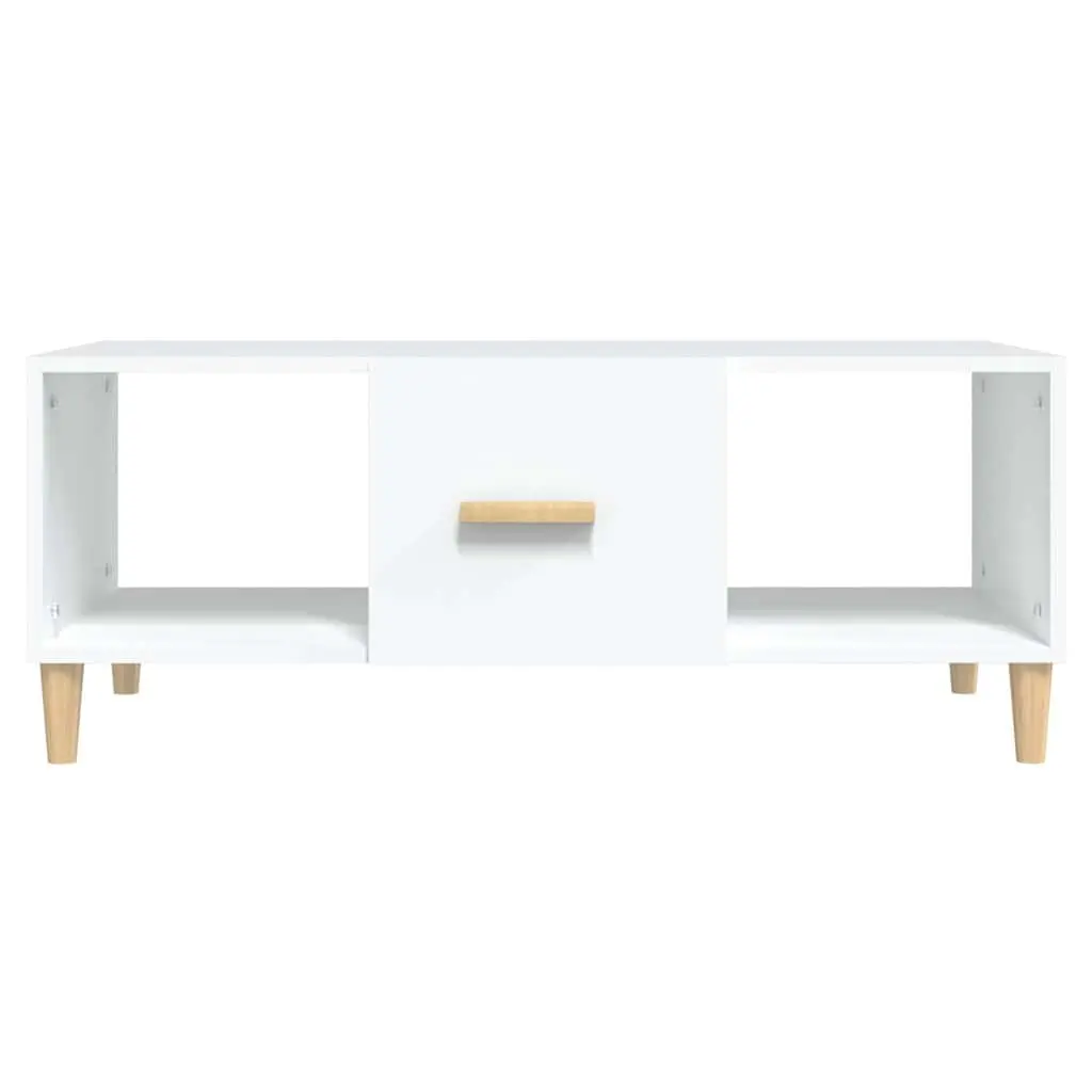 Coffee Table White 102x50x40 cm Engineered Wood with Storage Compartments and Drawer