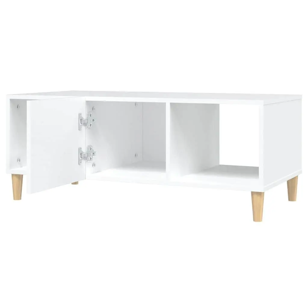 Coffee Table White 102x50x40 cm Engineered Wood with Storage Compartments and Drawer