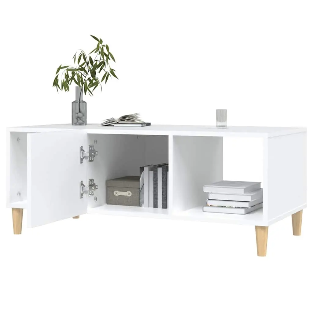 Coffee Table White 102x50x40 cm Engineered Wood with Storage Compartments and Drawer