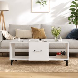 White Coffee Table with Storage 102x50x40 cm