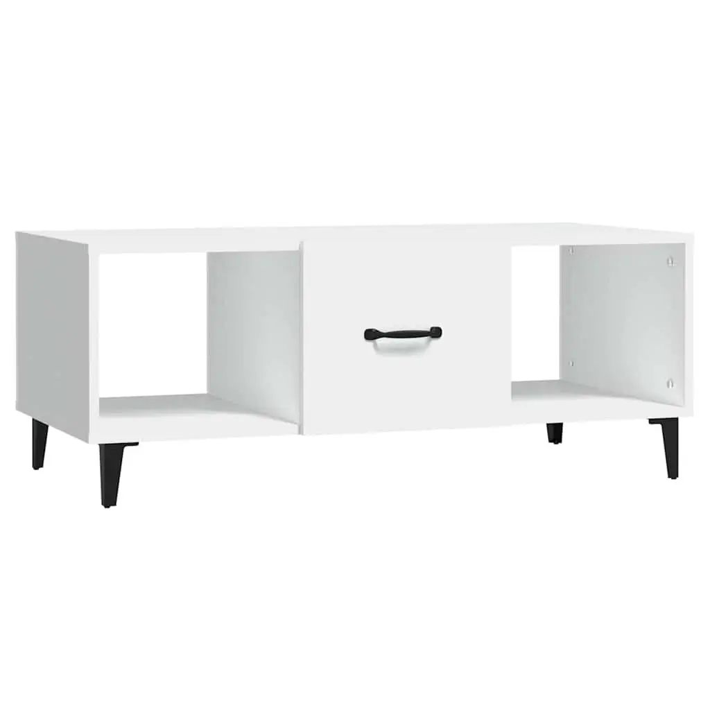 Coffee Table White 102x50x40 cm Storage Compartments Minimalist Design Accent