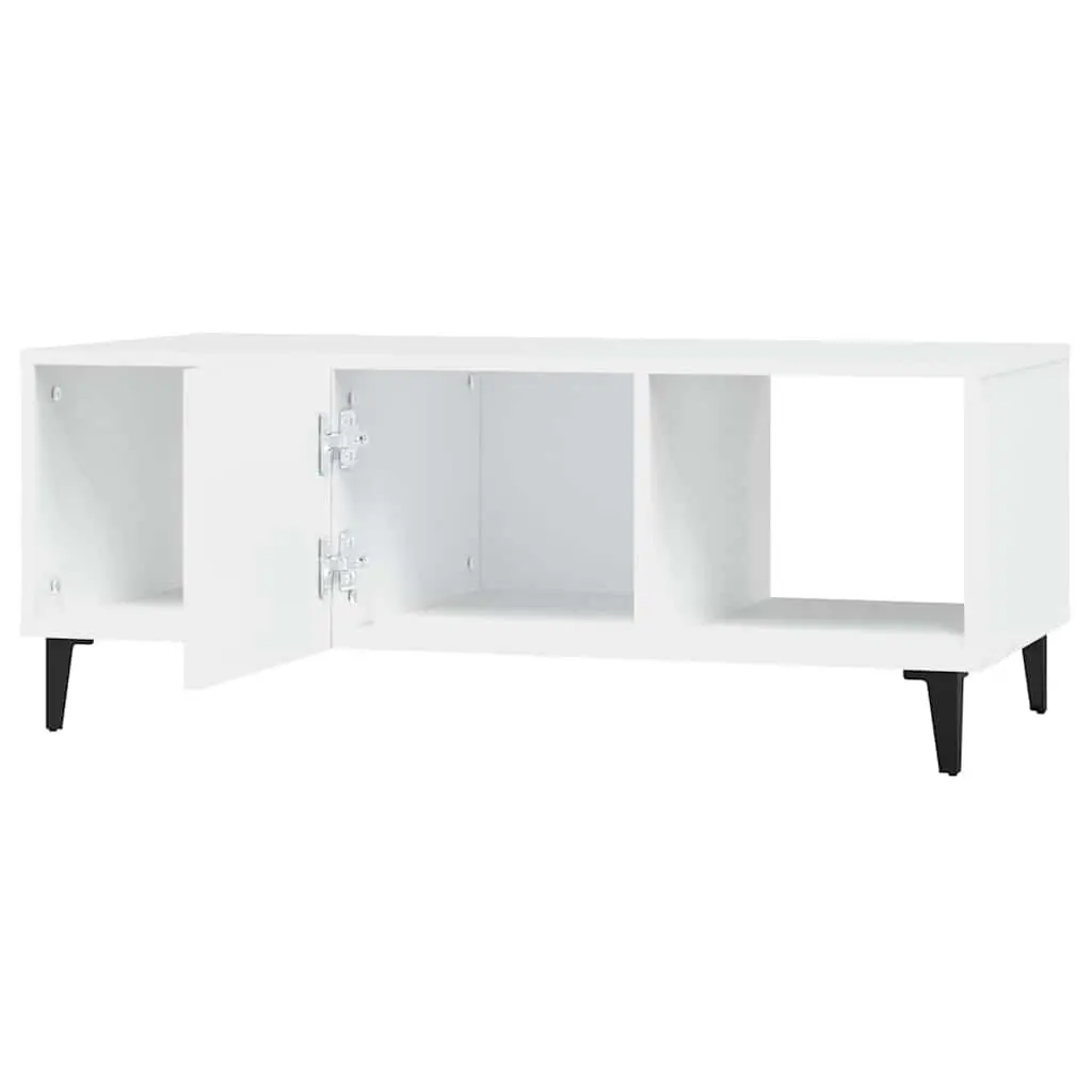 Coffee Table White 102x50x40 cm Storage Compartments Minimalist Design Accent