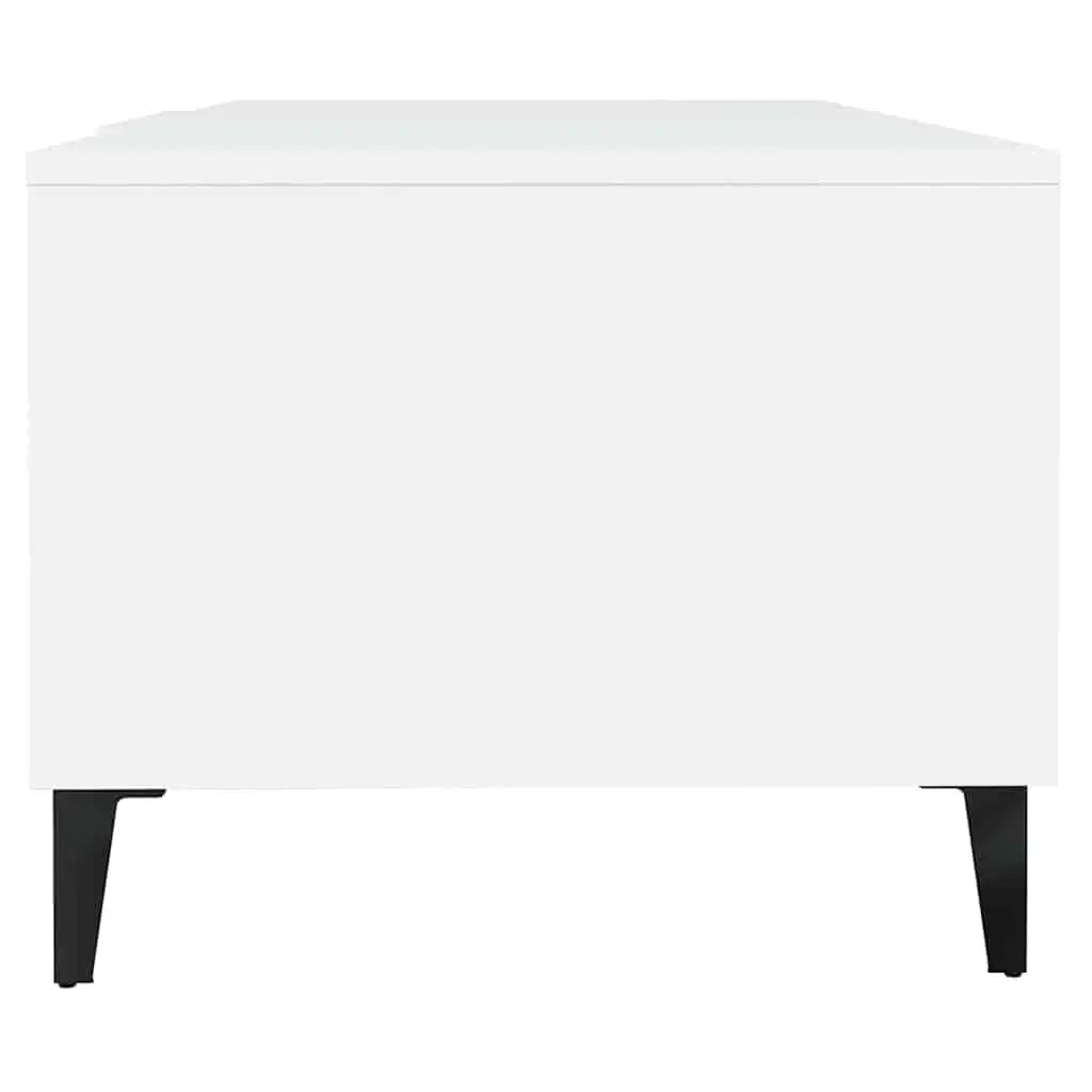 Coffee Table White 102x50x40 cm Storage Compartments Minimalist Design Accent