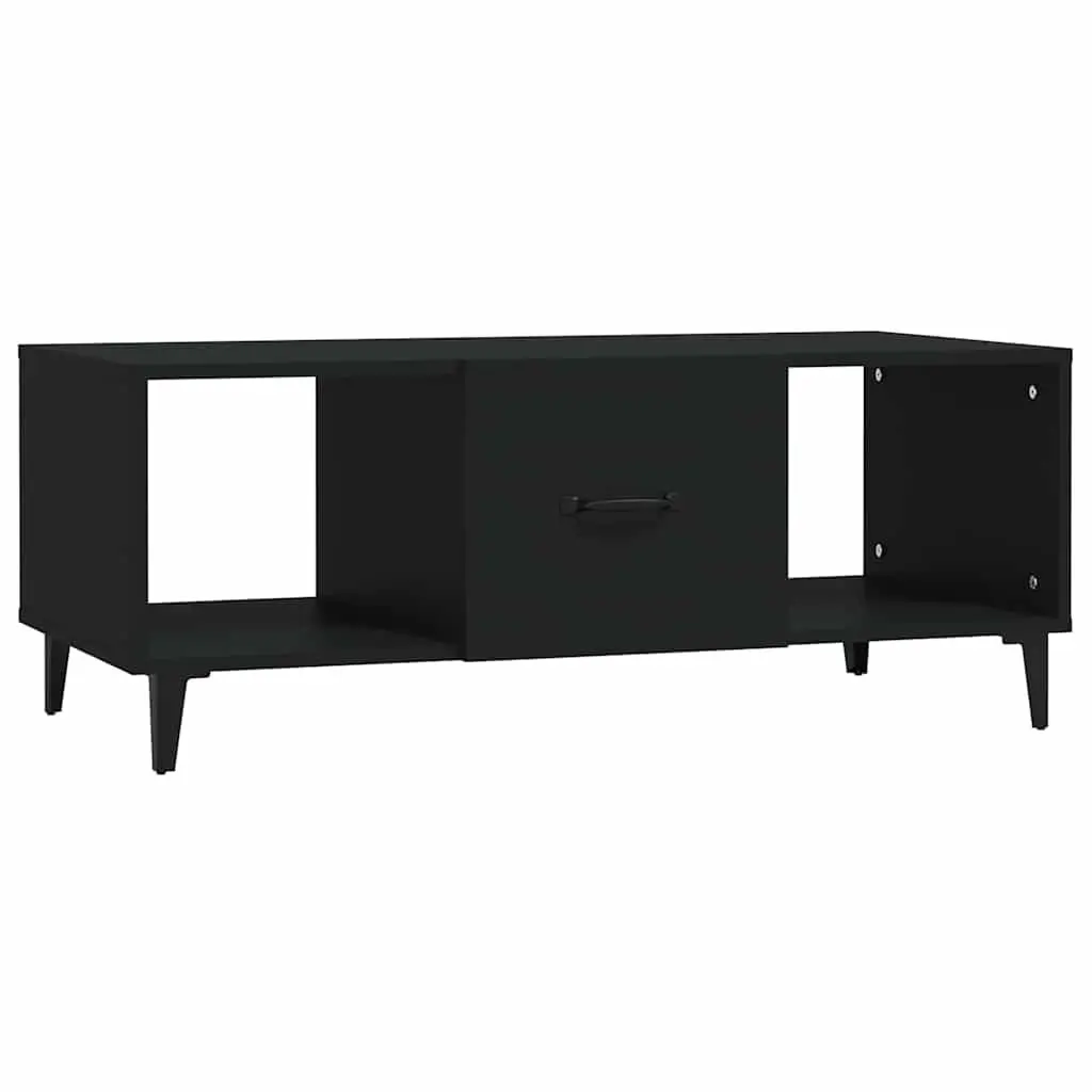 Coffee Table Black 102x50x40 cm Engineered Wood Storage Compartments