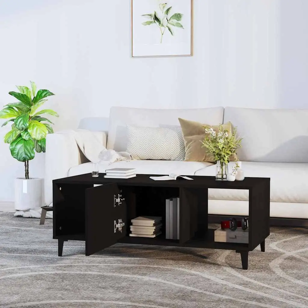 Coffee Table Black 102x50x40 cm Engineered Wood Storage Compartments