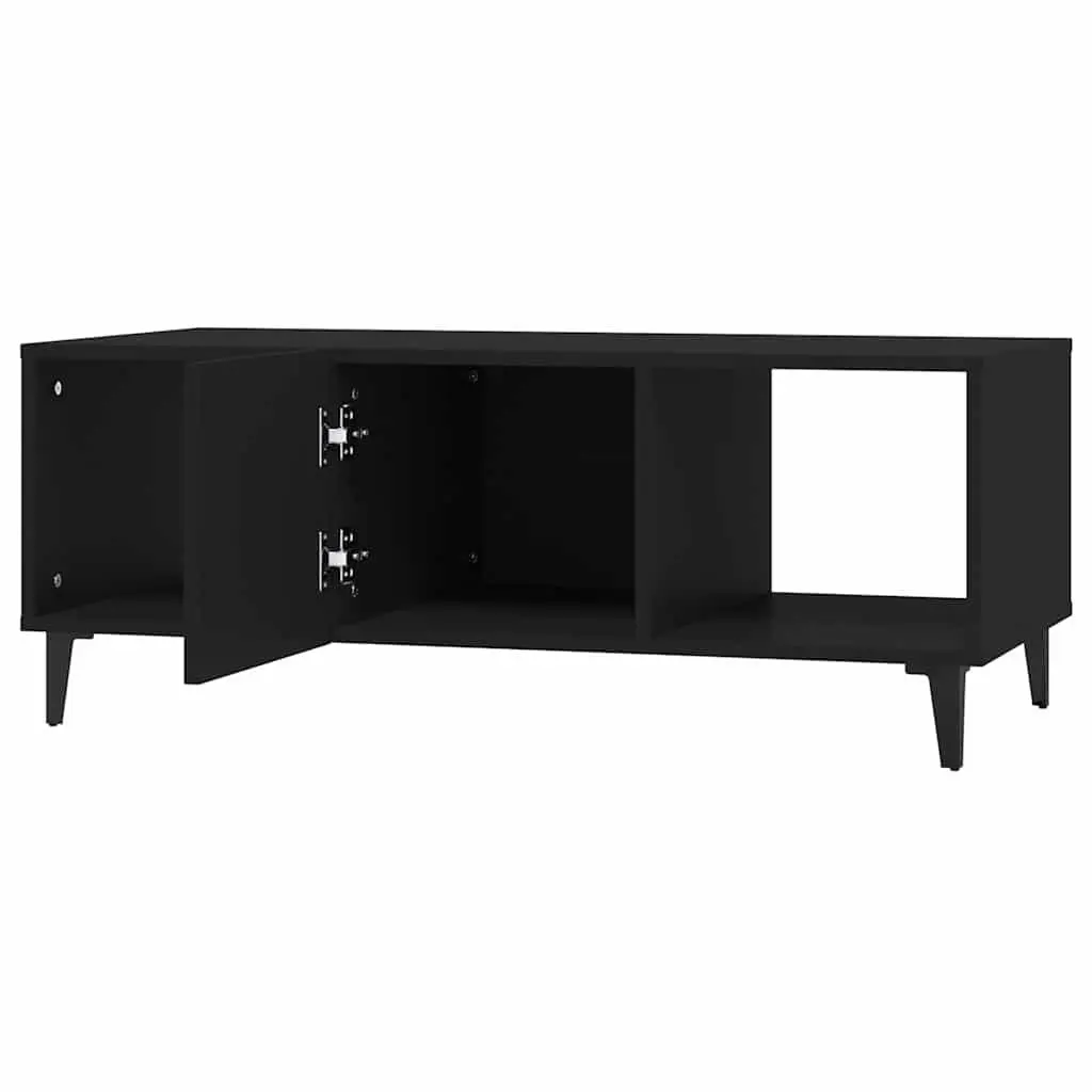 Coffee Table Black 102x50x40 cm Engineered Wood Storage Compartments