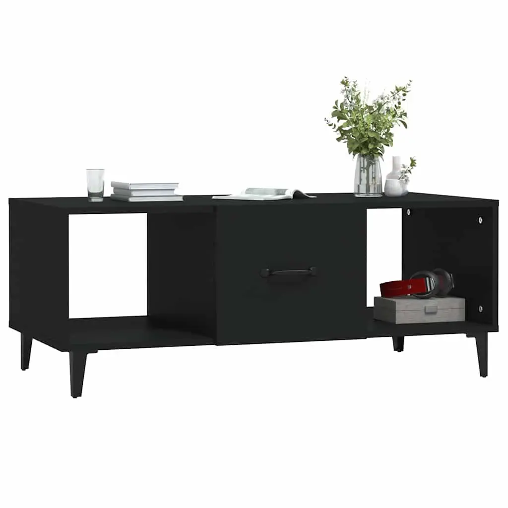 Coffee Table Black 102x50x40 cm Engineered Wood Storage Compartments