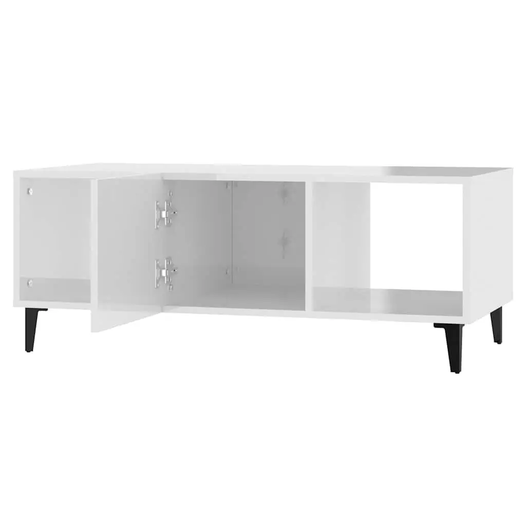 High Gloss White Coffee Table with Storage