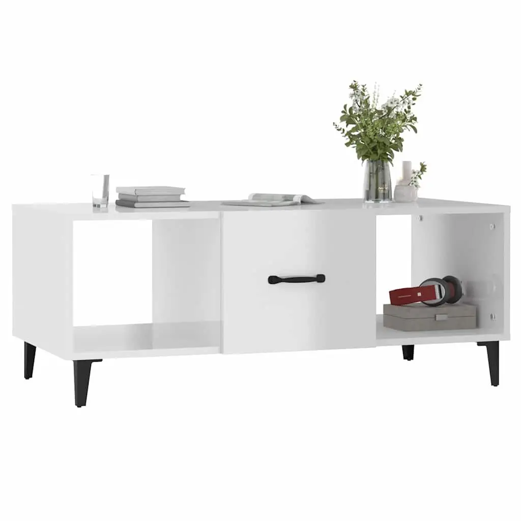 High Gloss White Coffee Table with Storage