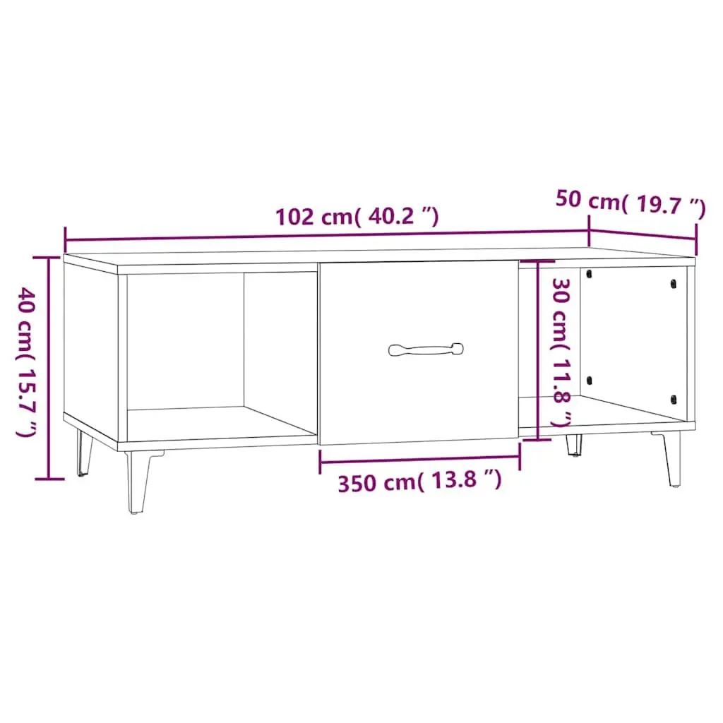 High Gloss White Coffee Table with Storage