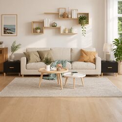 Elegant Black Coffee Tables Set of 2 with Storage