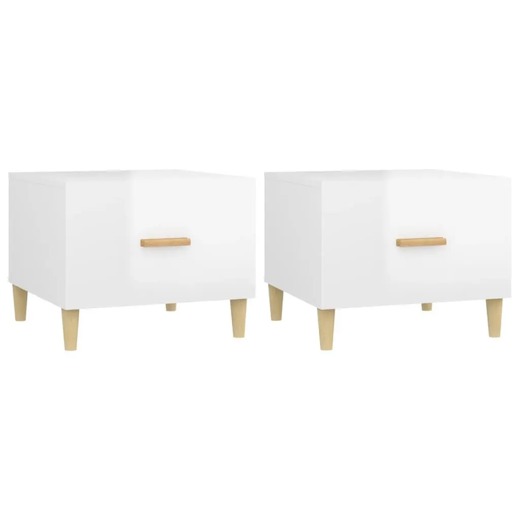Coffee Tables High Gloss White 50x50x40 cm Engineered Wood 2 pcs