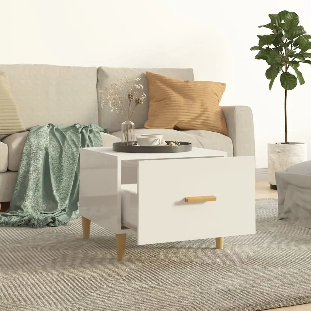 Coffee Tables High Gloss White 50x50x40 cm Engineered Wood 2 pcs