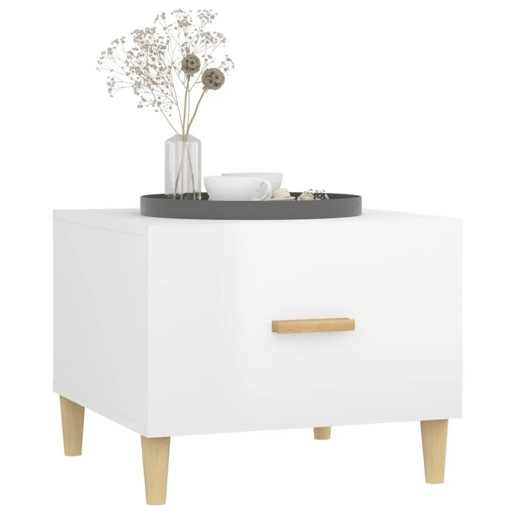 Coffee Tables High Gloss White 50x50x40 cm Engineered Wood 2 pcs