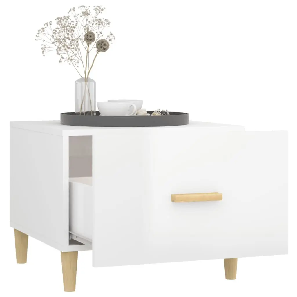 Coffee Tables High Gloss White 50x50x40 cm Engineered Wood 2 pcs