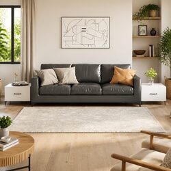Charming White Coffee Table Set with Metal Legs