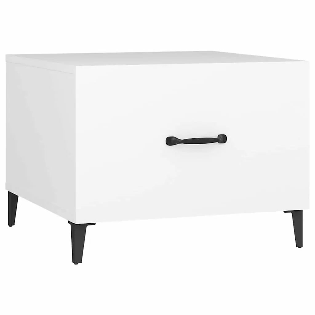 Coffee Table Set White 50x50x40 cm Engineered Wood with Metal Legs 2 Pcs