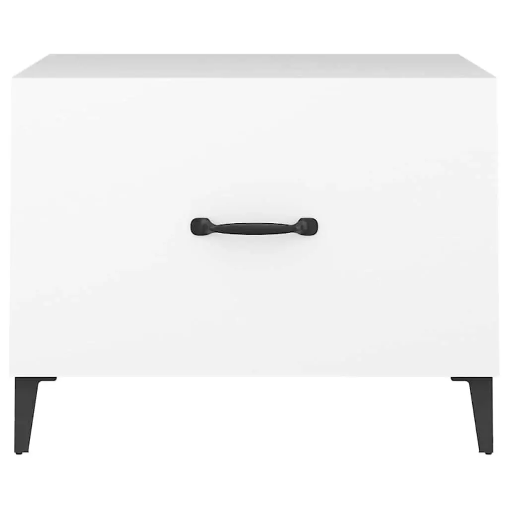 Coffee Table Set White 50x50x40 cm Engineered Wood with Metal Legs 2 Pcs
