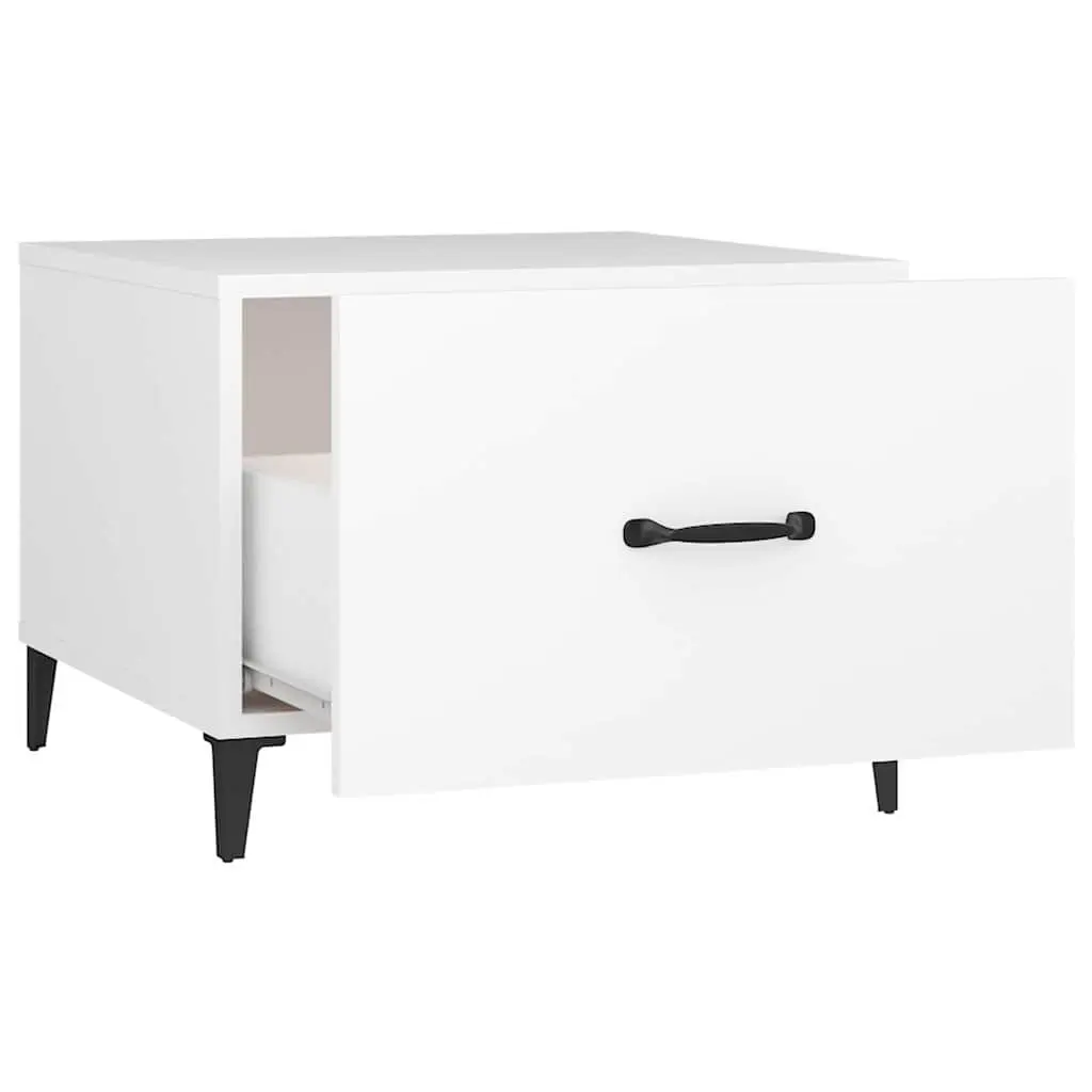 Coffee Table Set White 50x50x40 cm Engineered Wood with Metal Legs 2 Pcs