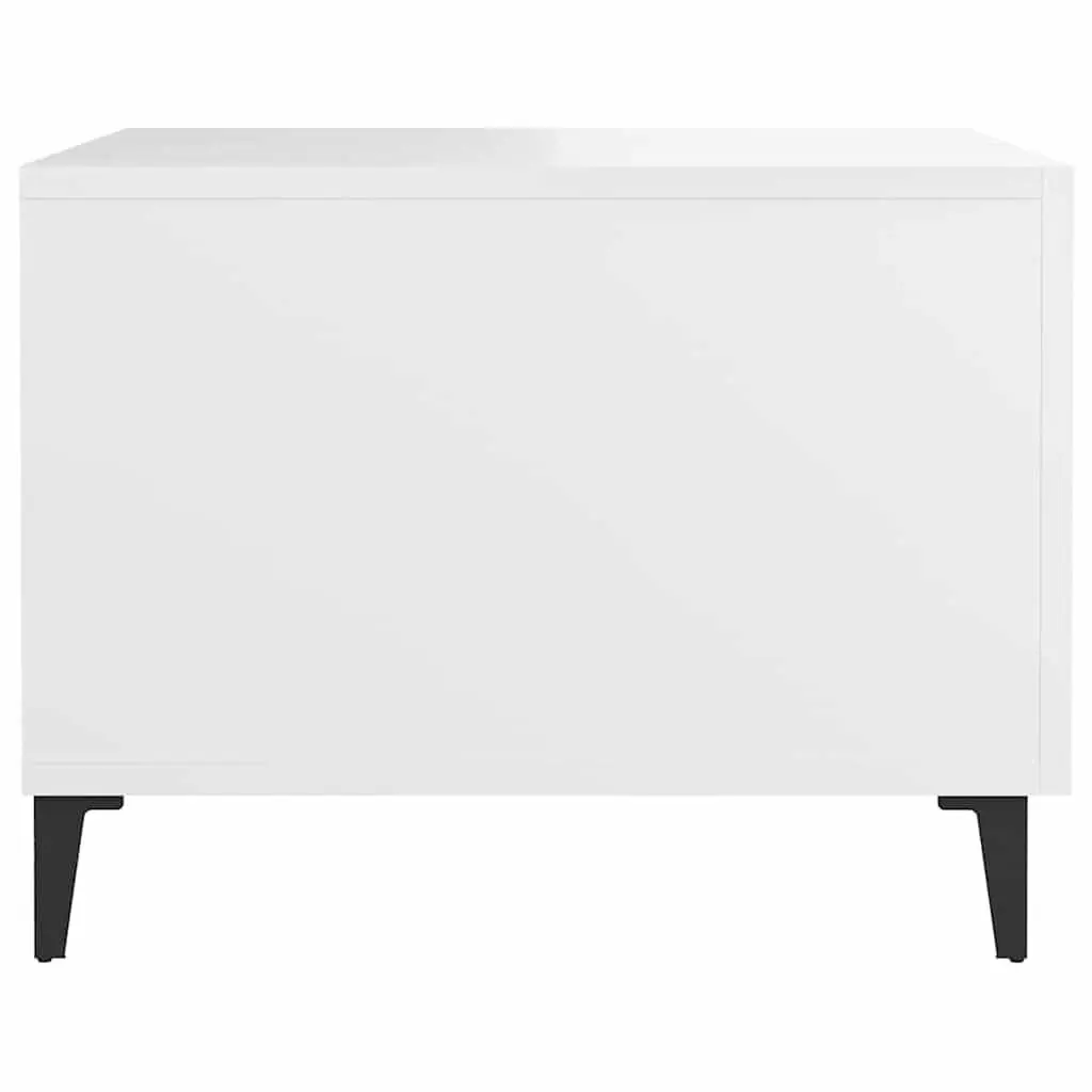 Coffee Table Set White 50x50x40 cm Engineered Wood with Metal Legs 2 Pcs