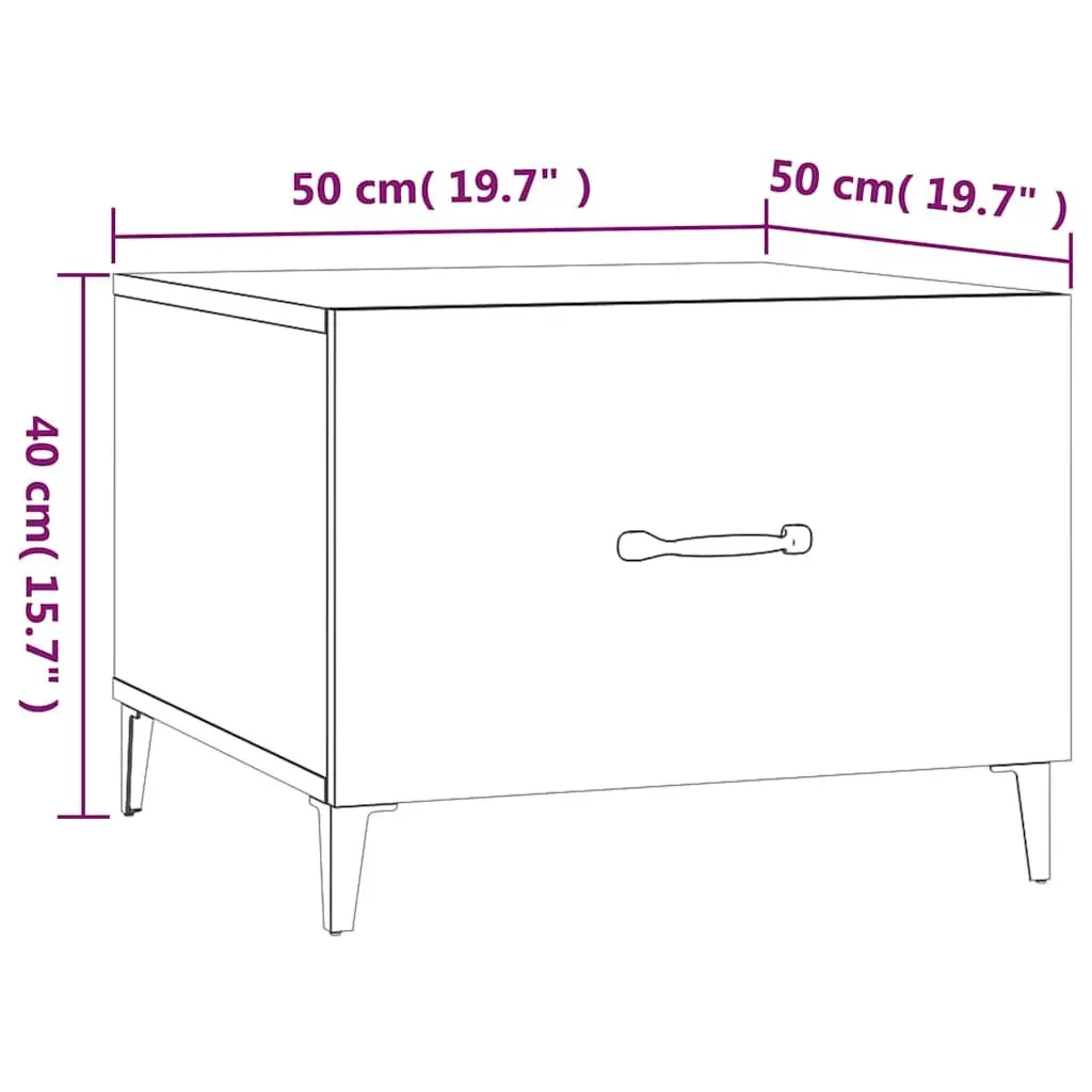 Coffee Table Set White 50x50x40 cm Engineered Wood with Metal Legs 2 Pcs