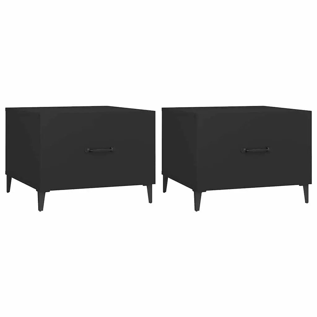 Coffee Table Set Black Industrial 50x50x40 cm Engineered Wood Metal Legs