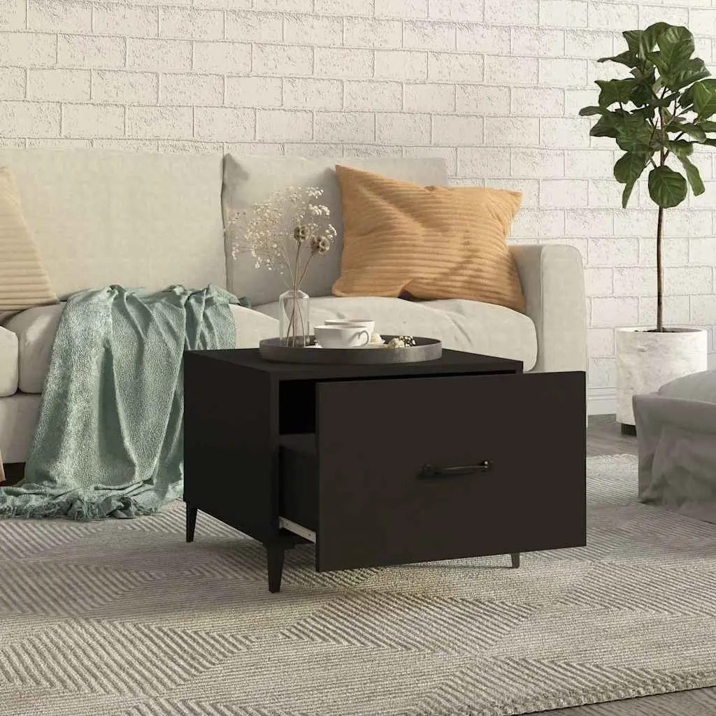 Coffee Table Set Black Industrial 50x50x40 cm Engineered Wood Metal Legs