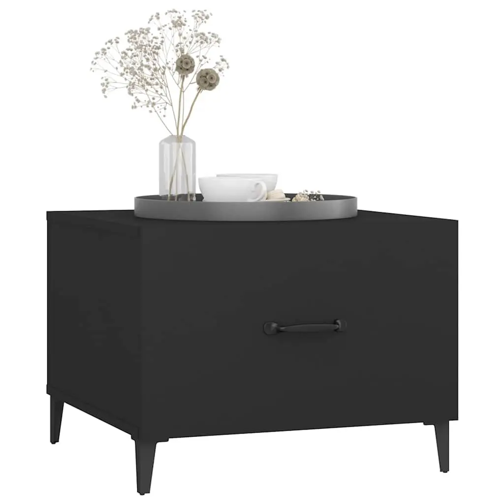 Coffee Table Set Black Industrial 50x50x40 cm Engineered Wood Metal Legs