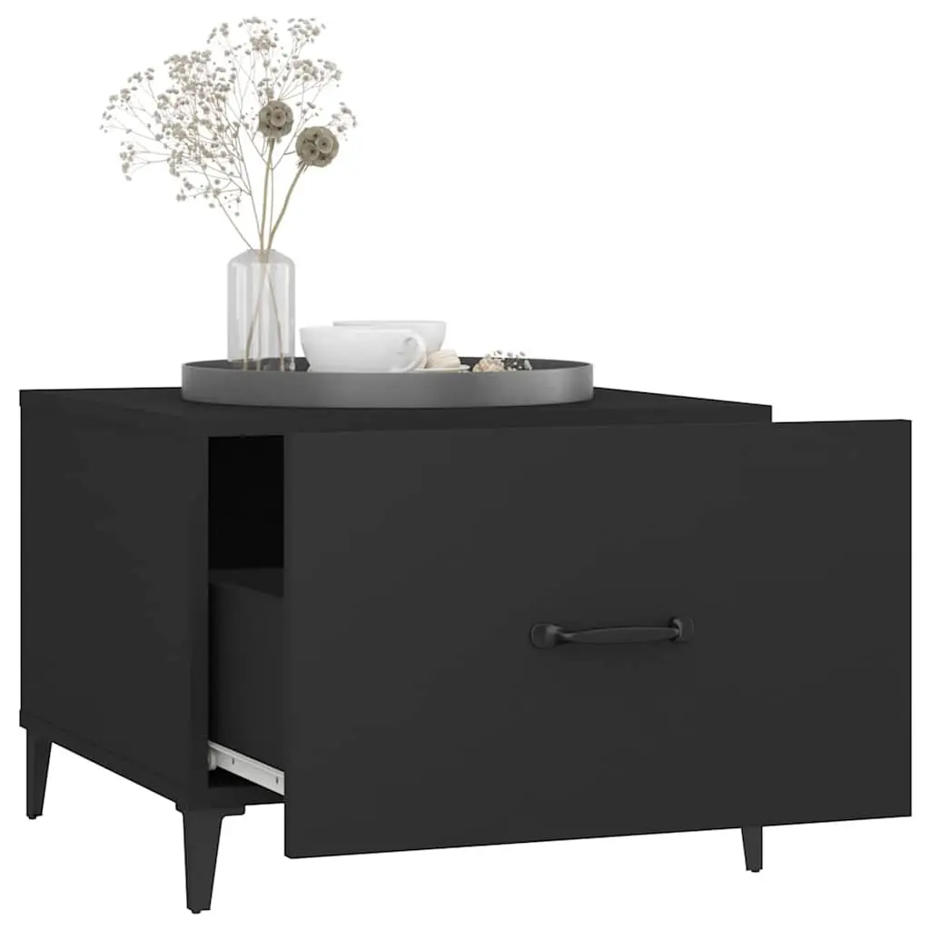 Coffee Table Set Black Industrial 50x50x40 cm Engineered Wood Metal Legs