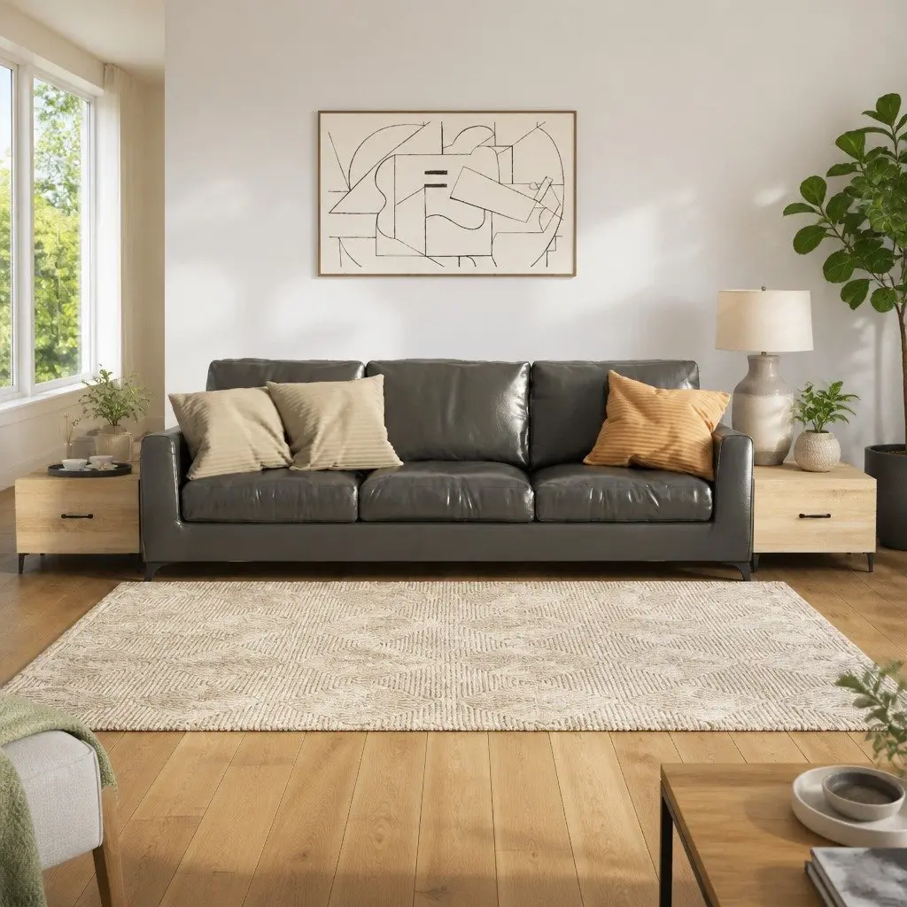 Coffee Table Industrial Style 50x50x40cm Engineered Wood with Metal Legs Set of 2 Brown