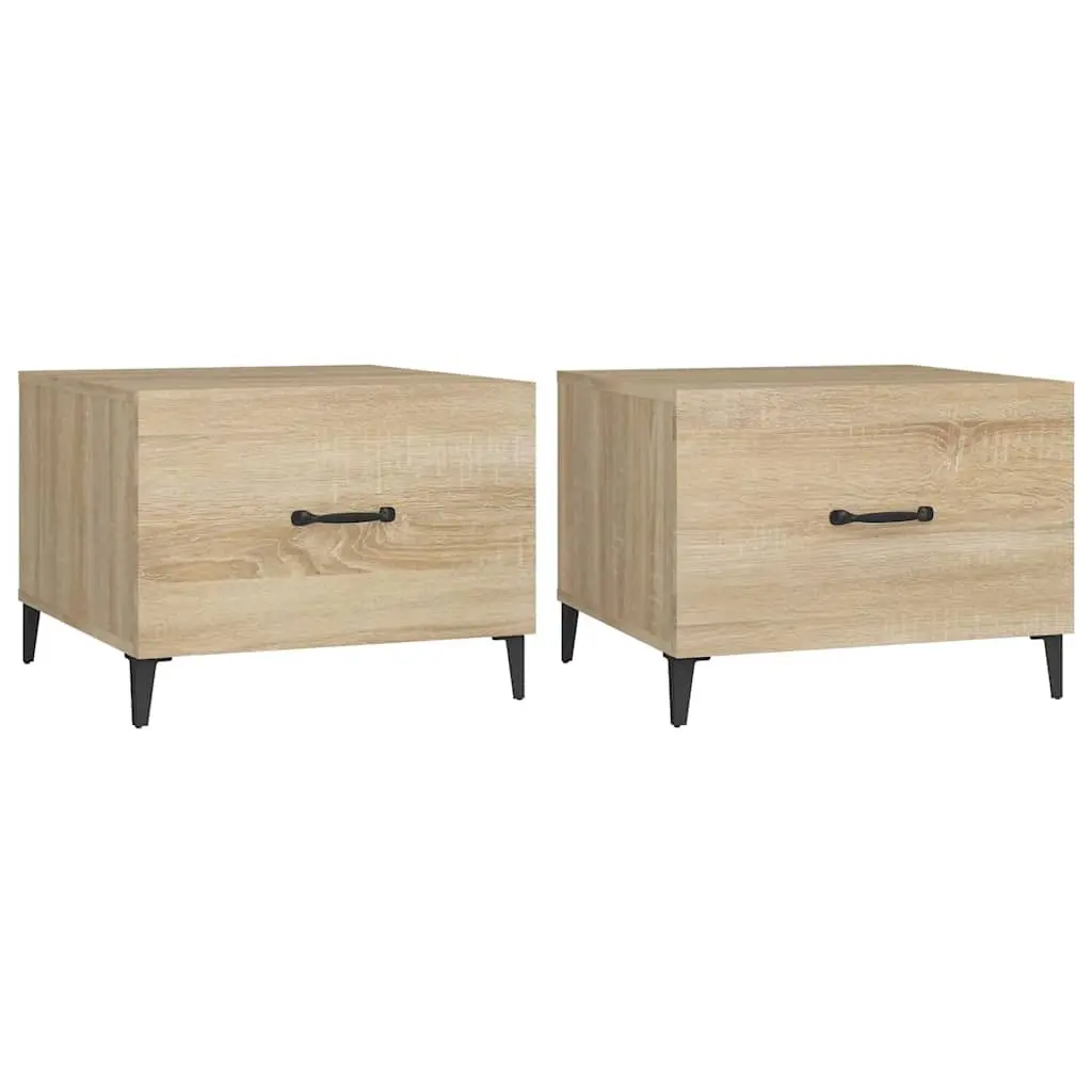 Coffee Table Industrial Style 50x50x40cm Engineered Wood with Metal Legs Set of 2 Brown