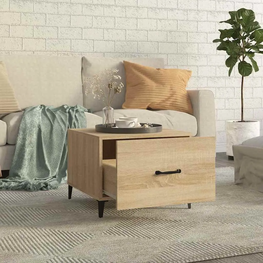 Coffee Table Industrial Style 50x50x40cm Engineered Wood with Metal Legs Set of 2 Brown