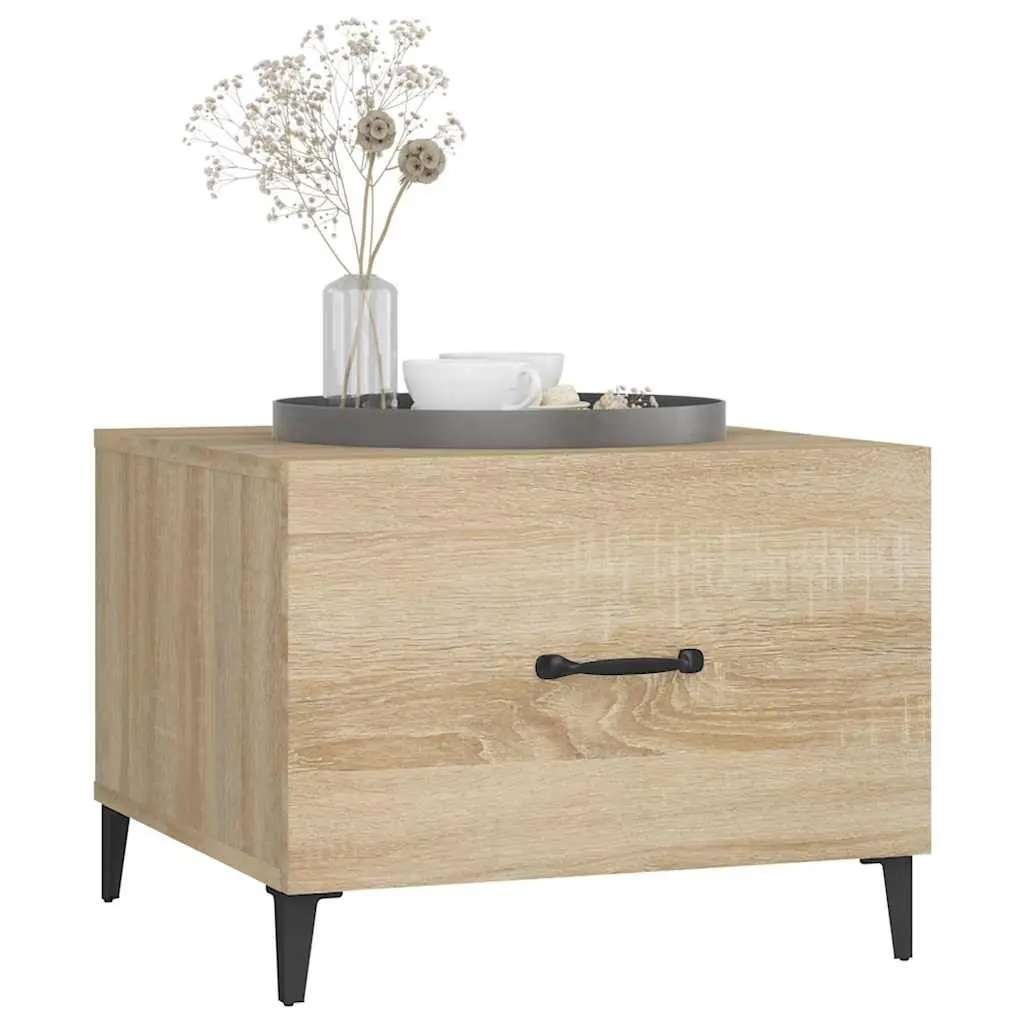 Coffee Table Industrial Style 50x50x40cm Engineered Wood with Metal Legs Set of 2 Brown