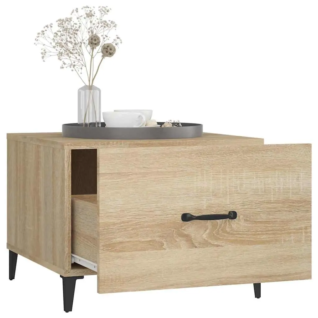 Coffee Table Industrial Style 50x50x40cm Engineered Wood with Metal Legs Set of 2 Brown