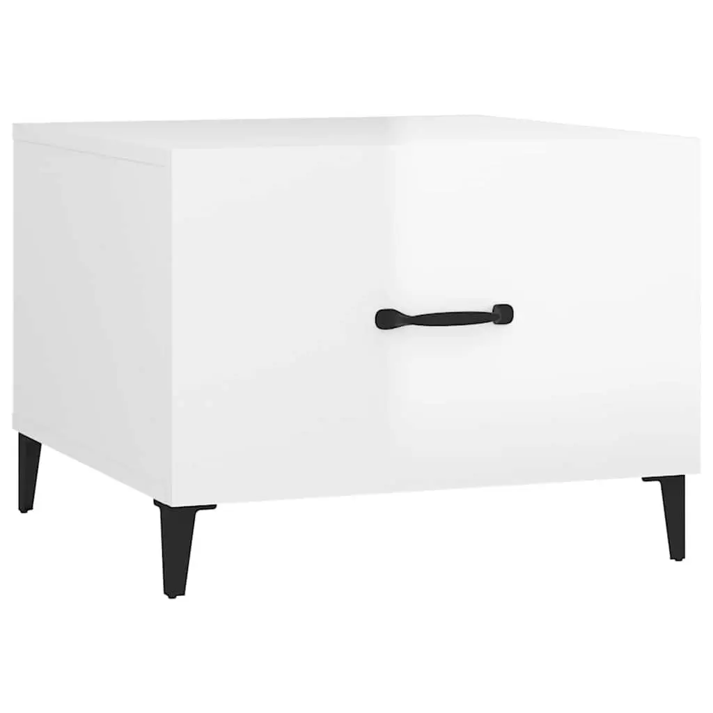 Coffee Tables High Gloss White 2 pcs Engineered Wood Metal Legs