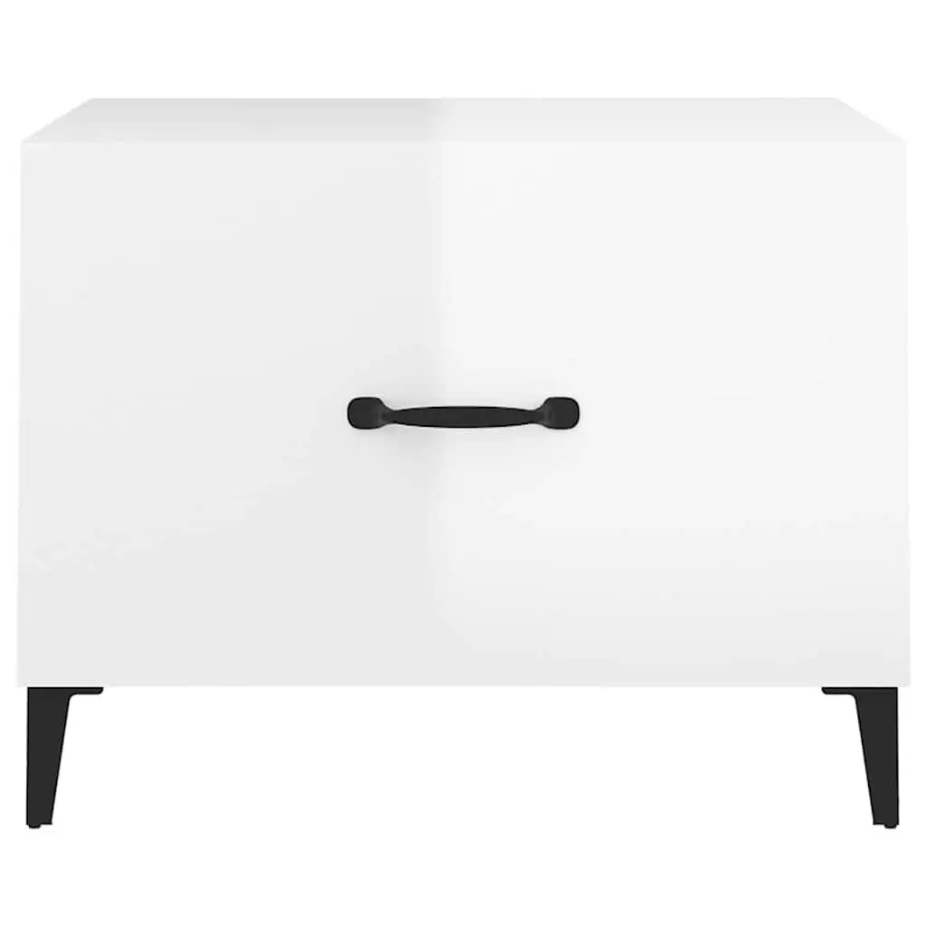 Coffee Tables High Gloss White 2 pcs Engineered Wood Metal Legs