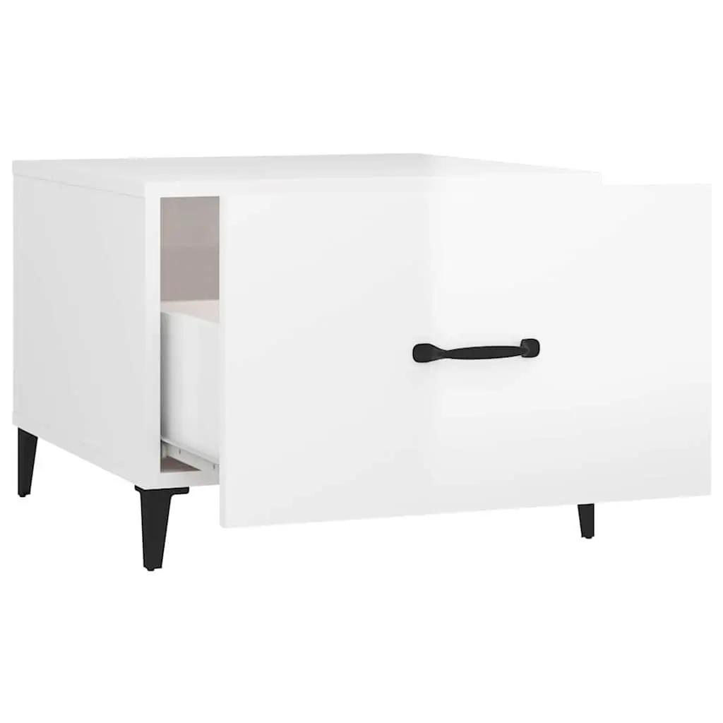 Coffee Tables High Gloss White 2 pcs Engineered Wood Metal Legs