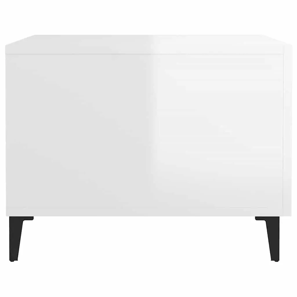 Coffee Tables High Gloss White 2 pcs Engineered Wood Metal Legs