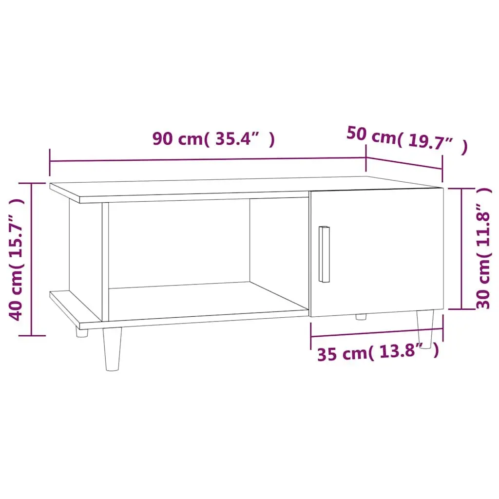 Coffee Table White Engineered Wood 90 x 50 x 40 cm