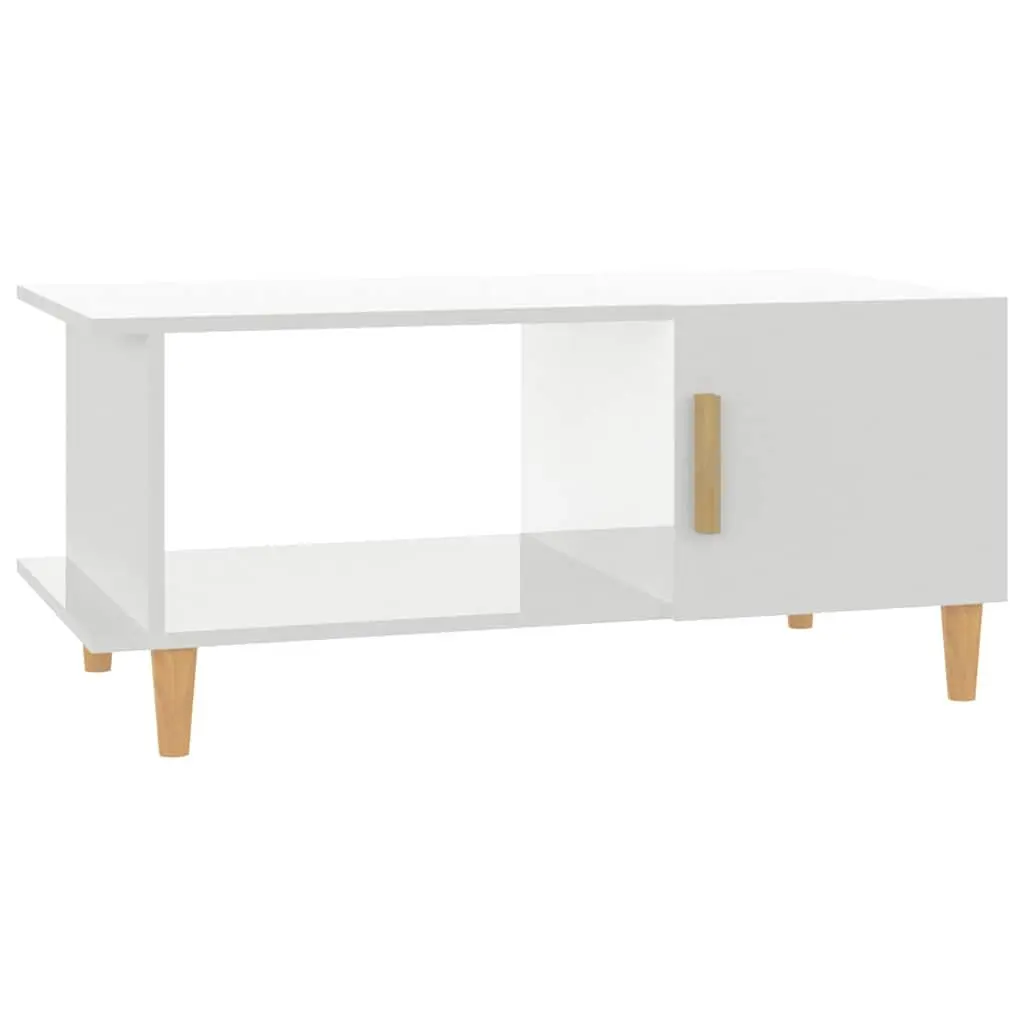 Coffee Table Minimalist High Gloss White 90x50x40 cm Engineered Wood