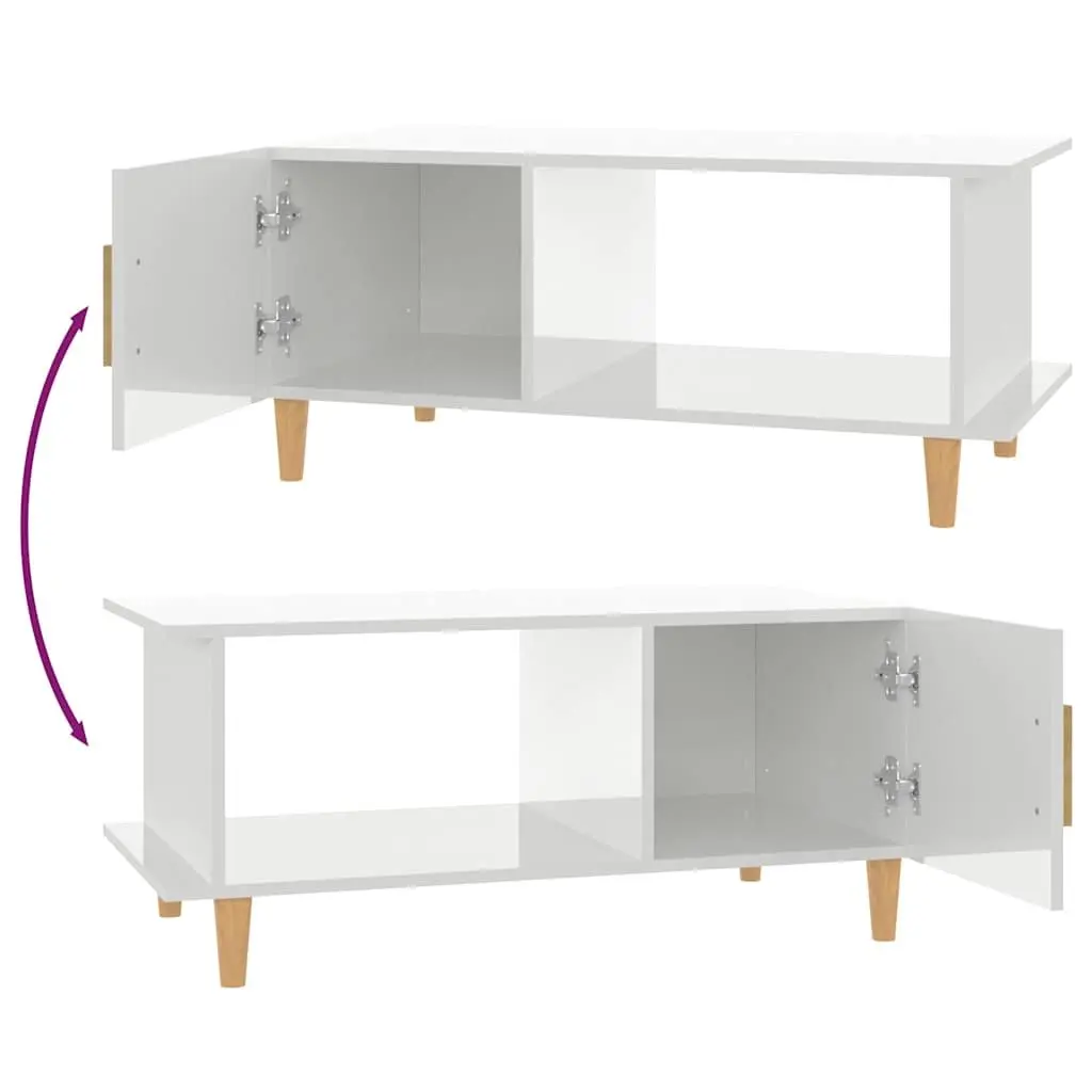Coffee Table Minimalist High Gloss White 90x50x40 cm Engineered Wood
