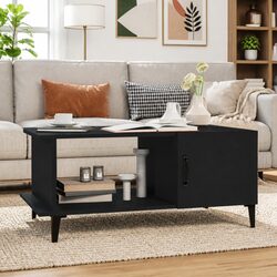 Black Coffee Table with Storage Compartment 90x50x40 cm