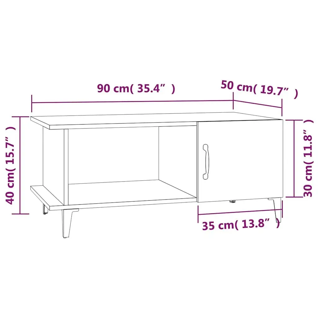 Coffee Table Black 90x50x40 cm Engineered Wood Storage Compartment Shelf